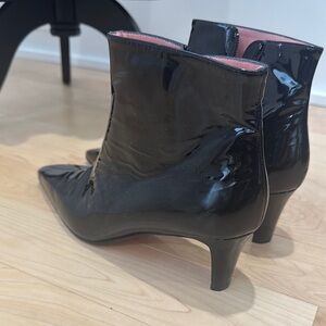 Escada Black Patent Leather Ankle Boots